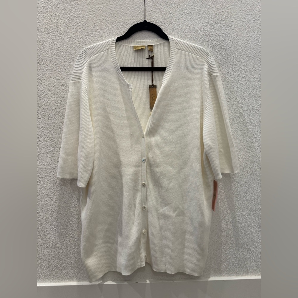 NWT - Caslon button up cotton ribbed Sweater